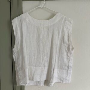 White Sleeveless Linen Tank